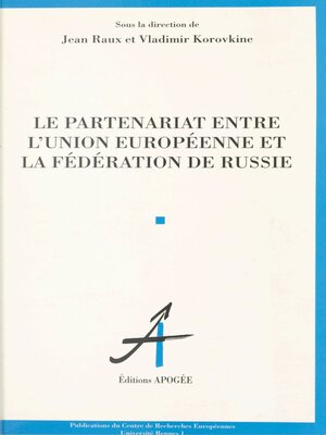 cover image of Le partenariat entre l'Union européenne et la Fédération de Russie